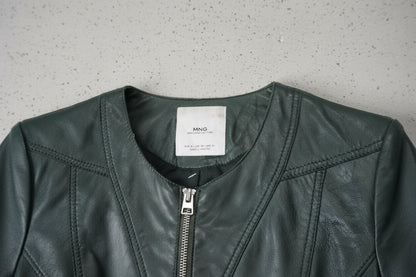 Veste en cuir vert foncé – taille XS