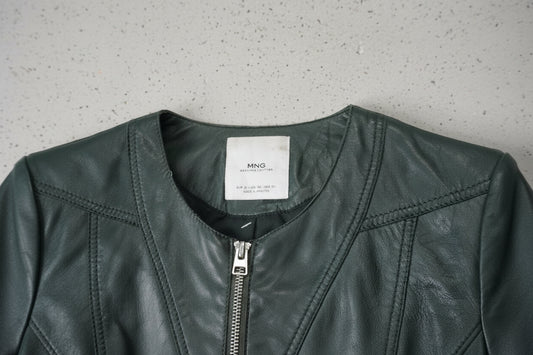 Veste en cuir vert foncé – taille XS