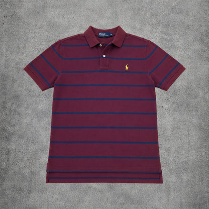 Polo rayé bordeaux et bleu - Ralph Lauren - Taille M