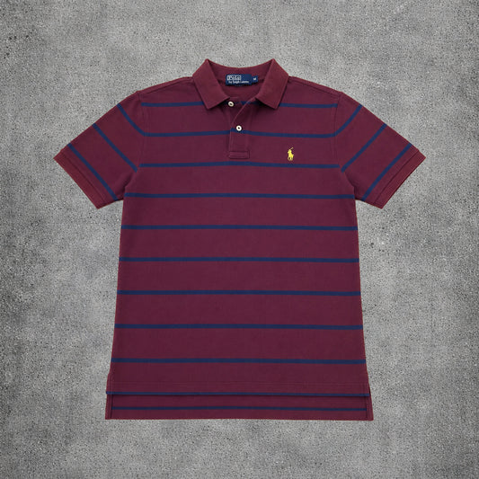 Polo rayé bordeaux et bleu - Ralph Lauren - Taille M