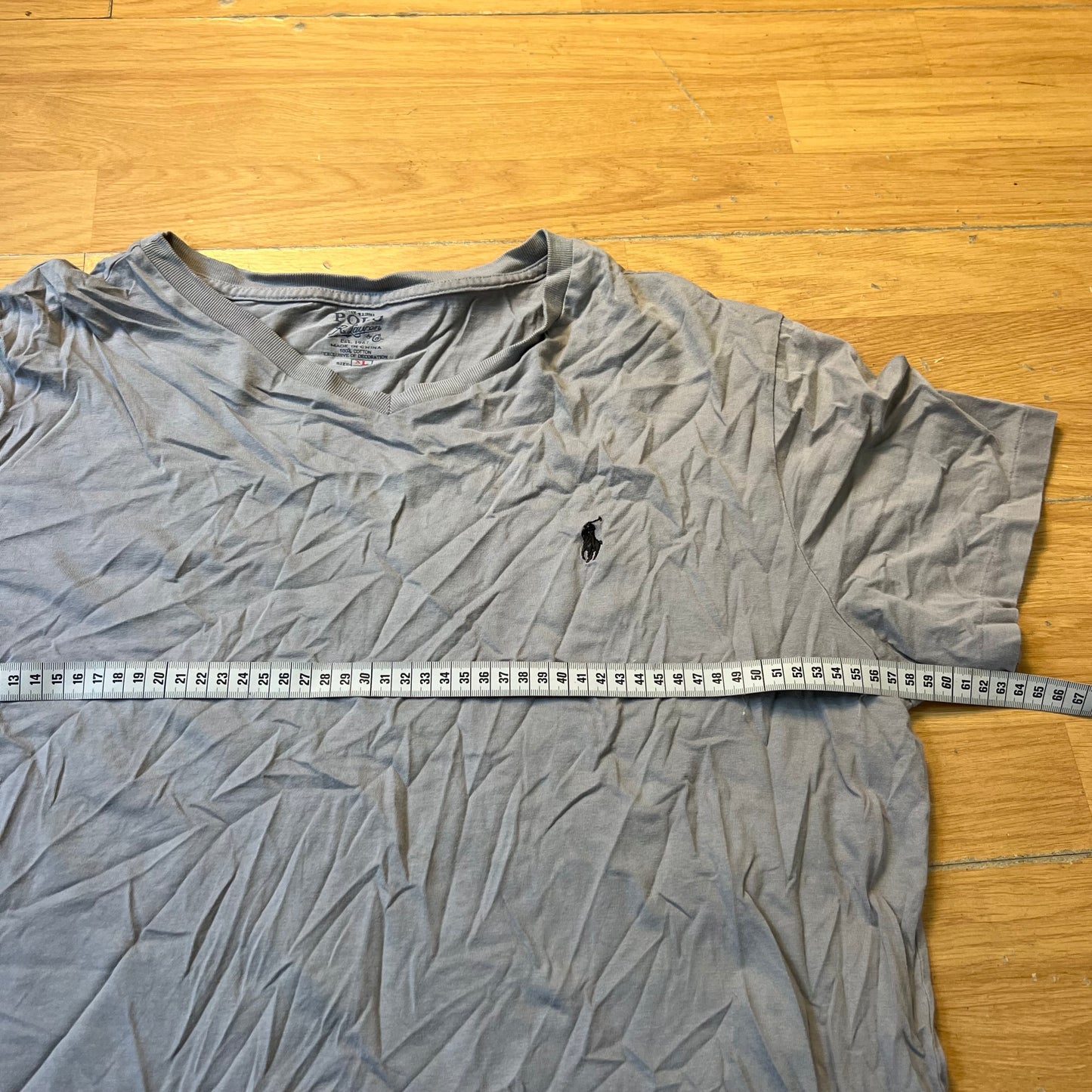 T-shirt gris col V - Ralph Lauren - Taille XL