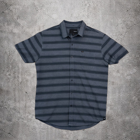 Chemise manches courtes rayée grise - Hurley - Taille L
