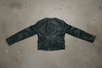 Veste en cuir vert foncé – taille XS