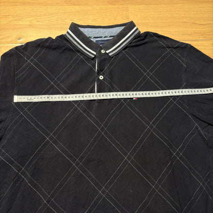Polo noir Tommy Hilfiger à motifs blancs – Taille XXL