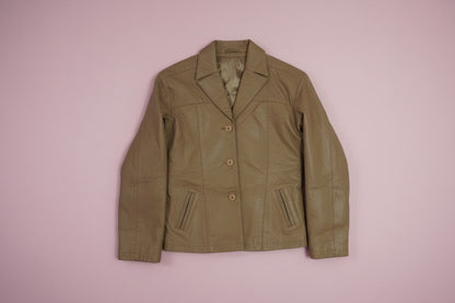 Veste en cuir marron clair ajustée – BY ZAINAB