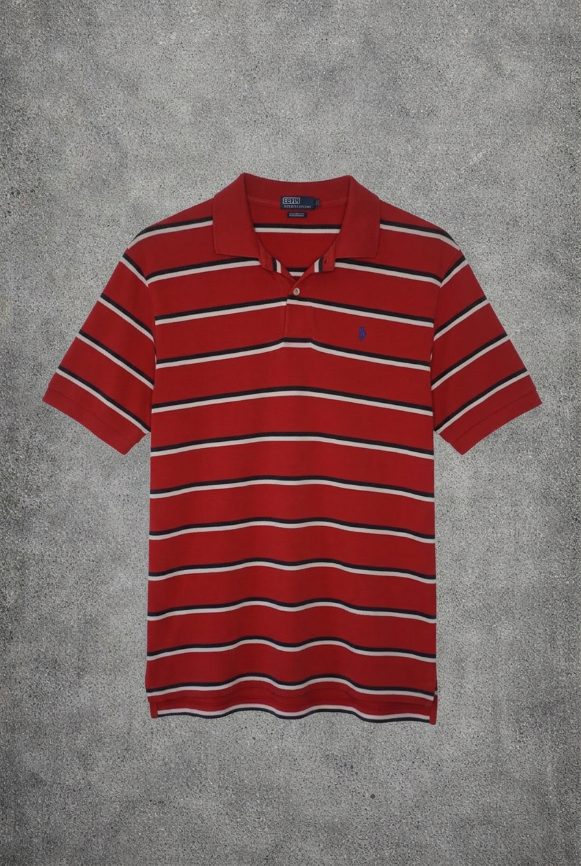Polo rouge à rayures Ralph Lauren – Taille – L