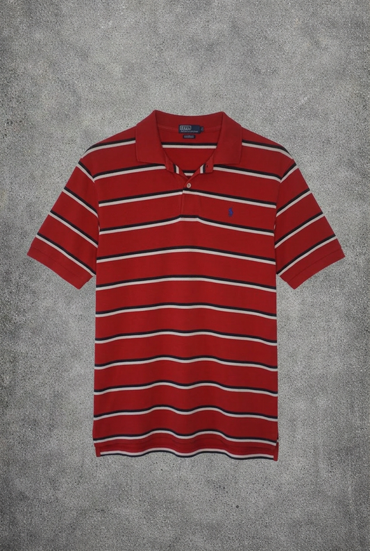 Polo rouge à rayures Ralph Lauren – Taille – L