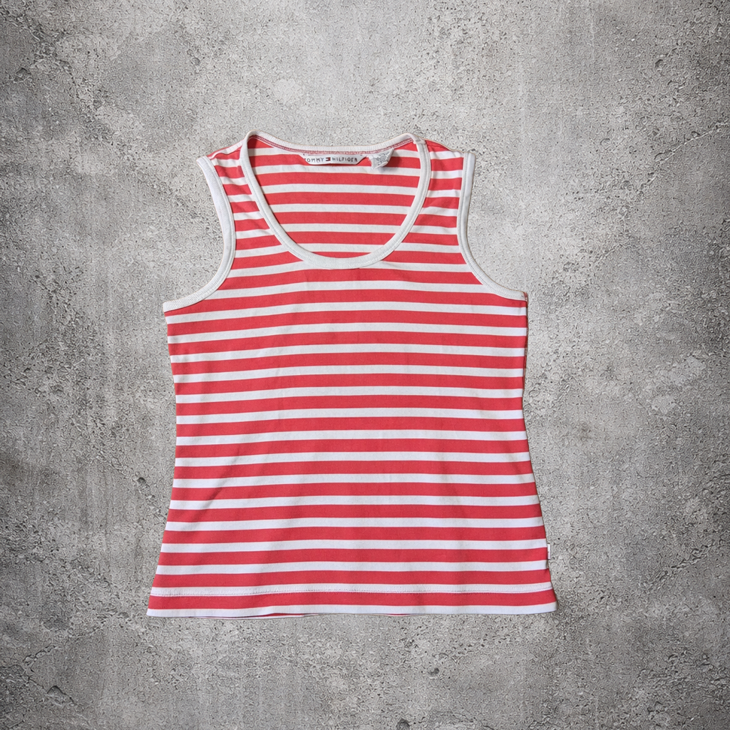 Débardeur rayé rose et blanc - Tommy Hilfiger - Taille L