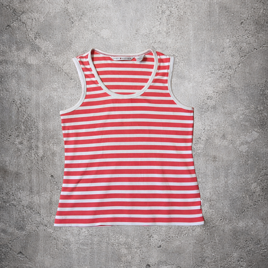 Débardeur rayé rose et blanc - Tommy Hilfiger - Taille L