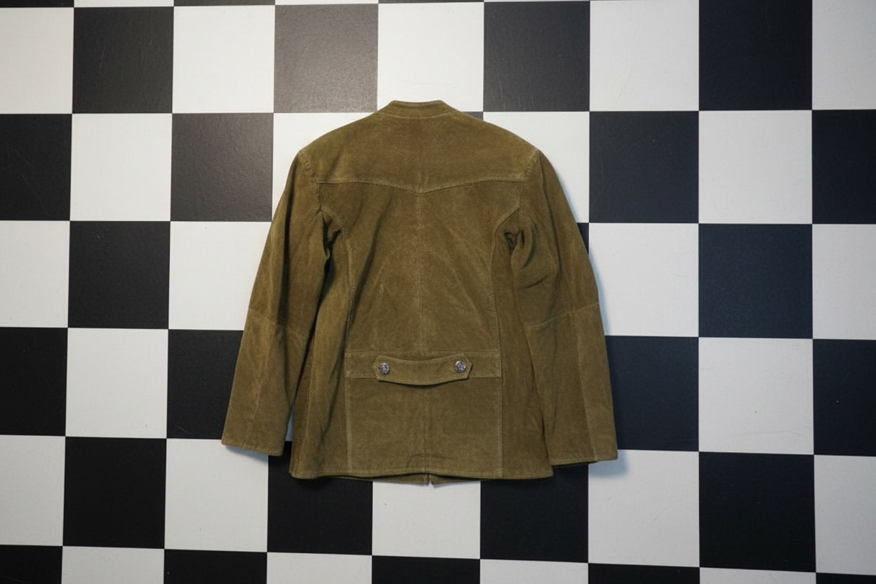 Gilet long en daim vert forêt – BY SARAH LANG