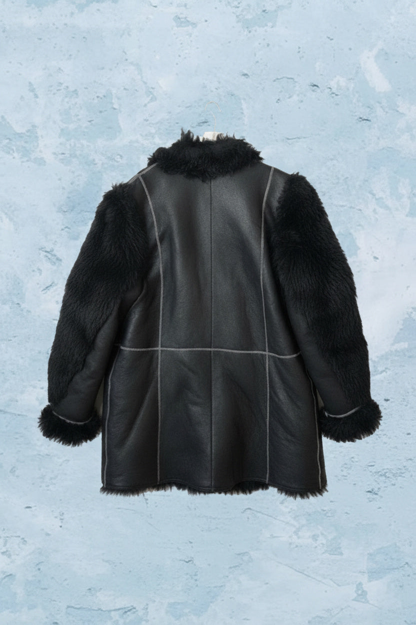 Manteau Effet Cuir et Fausse Fourrure - by MIA