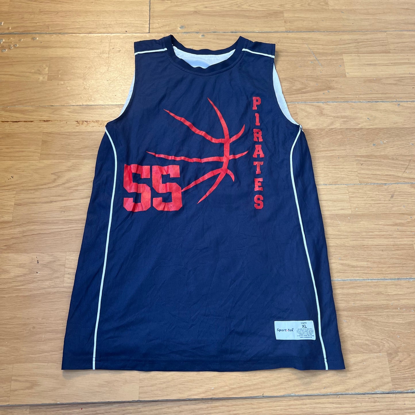 T-shirt basketball bleu marine et blanc - Sport-Tek - Taille XL