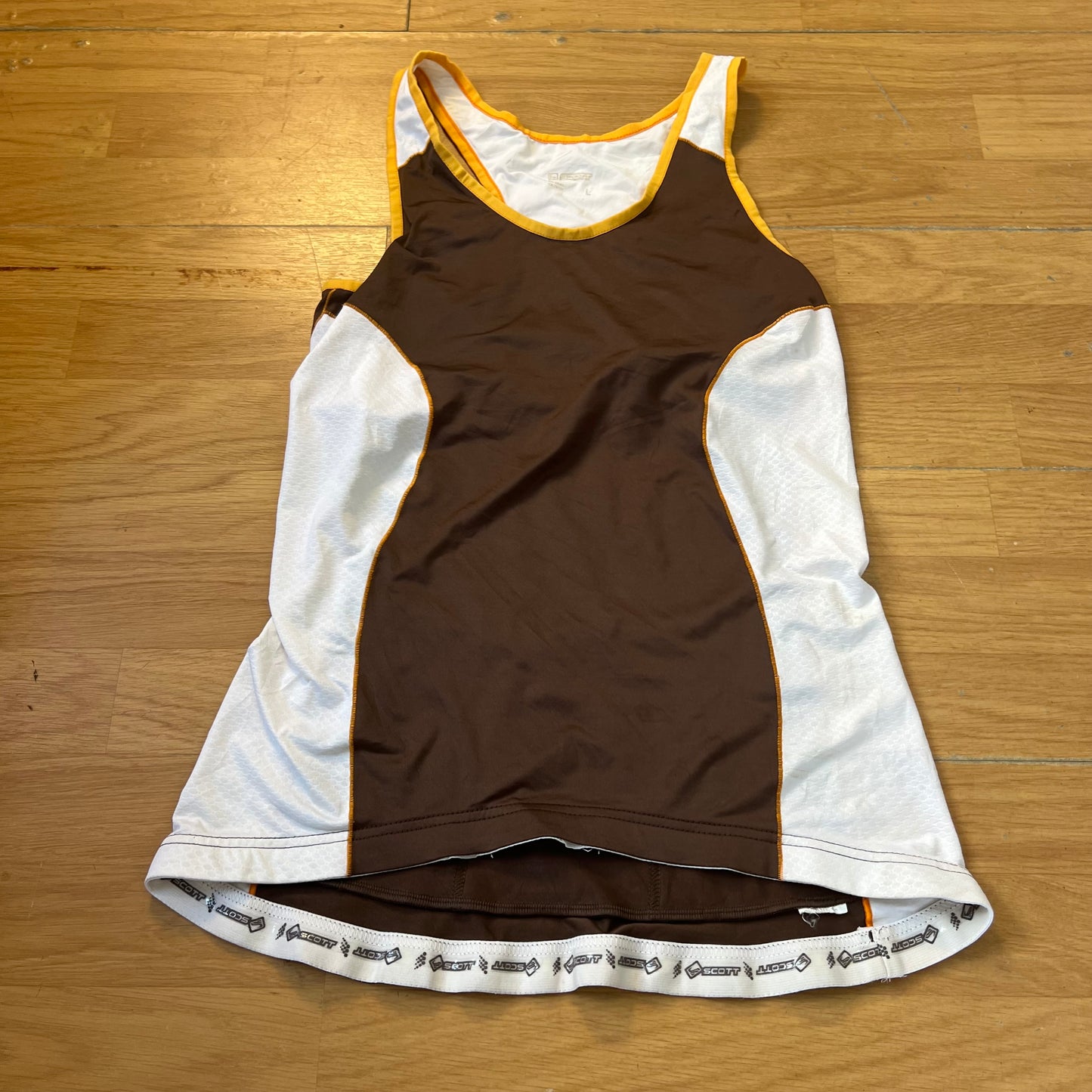T-shirt de tennis femme brun, jaune et blanc - Taille L
