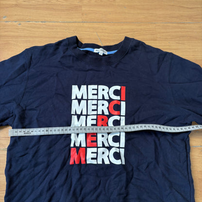 Sweatshirt crewneck noir imprimé Merci - Abahouse - Taille 2 (S)