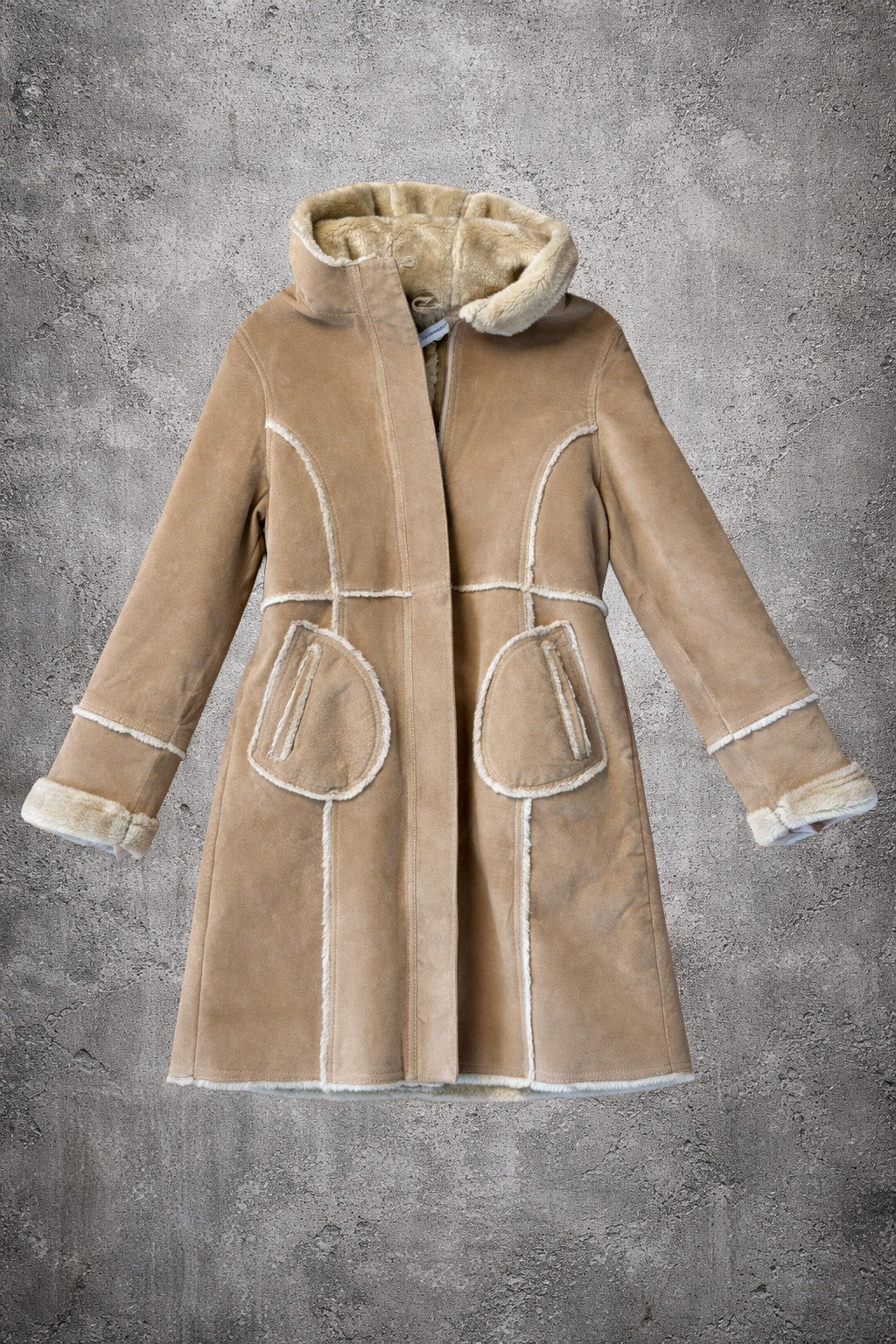 Manteau en cuir retourné beige - C&A - Taille 46
