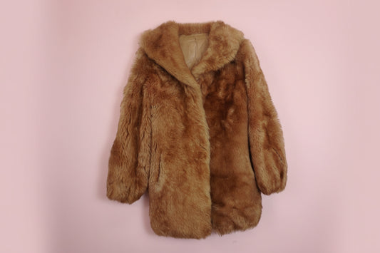 Veste en fourrure marron clair coupe ample – BY ZAINAB