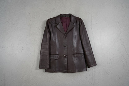 Veste en cuir marron foncé – taille M