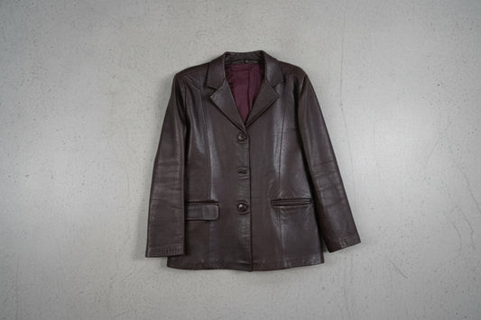 Veste en cuir marron foncé – taille M
