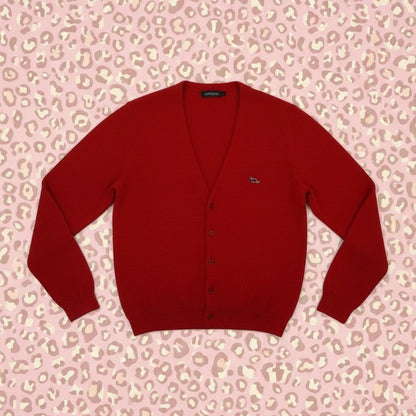 Cardigan Rouge Vintage - by SARLOTTE - Taille : S (Homme)