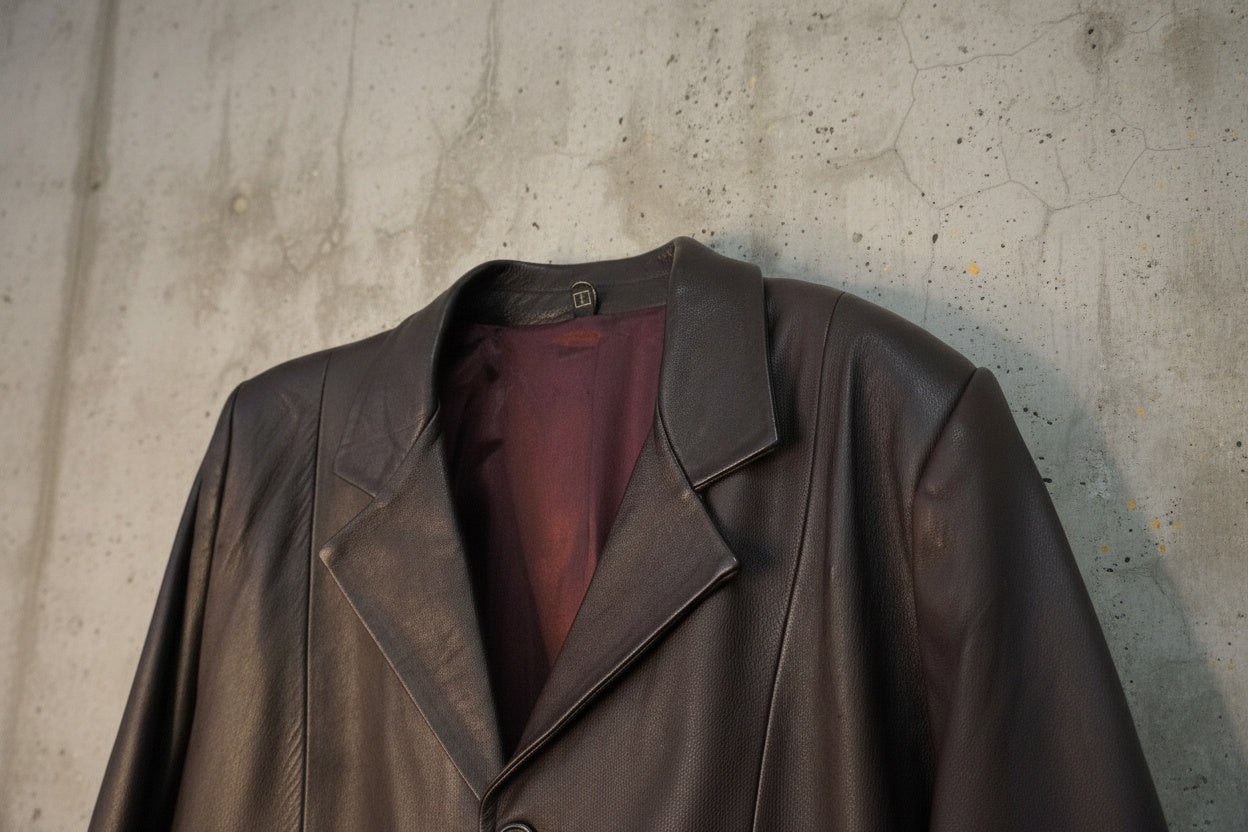 Veste en cuir marron foncé – taille M