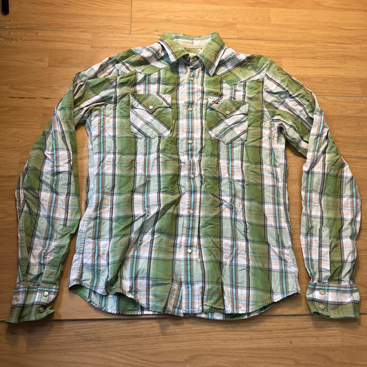 Chemise à carreaux verte - Hollister - Taille L