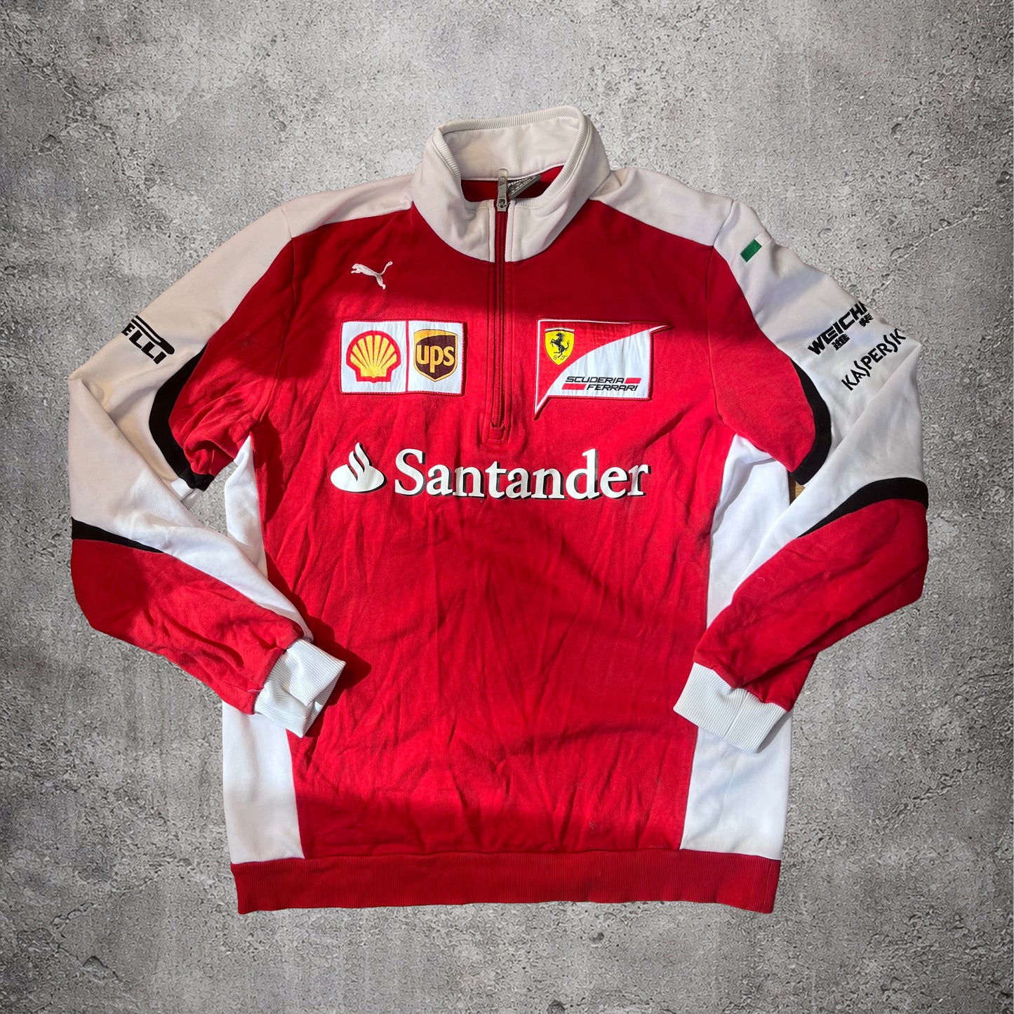 Sweat quarter-zip Ferrari rouge et blanc - Puma - Taille M