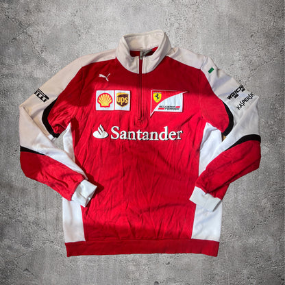 Sweat quarter-zip Ferrari rouge et blanc - Puma - Taille M