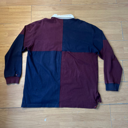 Polo manches longues rouge et bleu - Tommy Hilfiger - Taille XXL