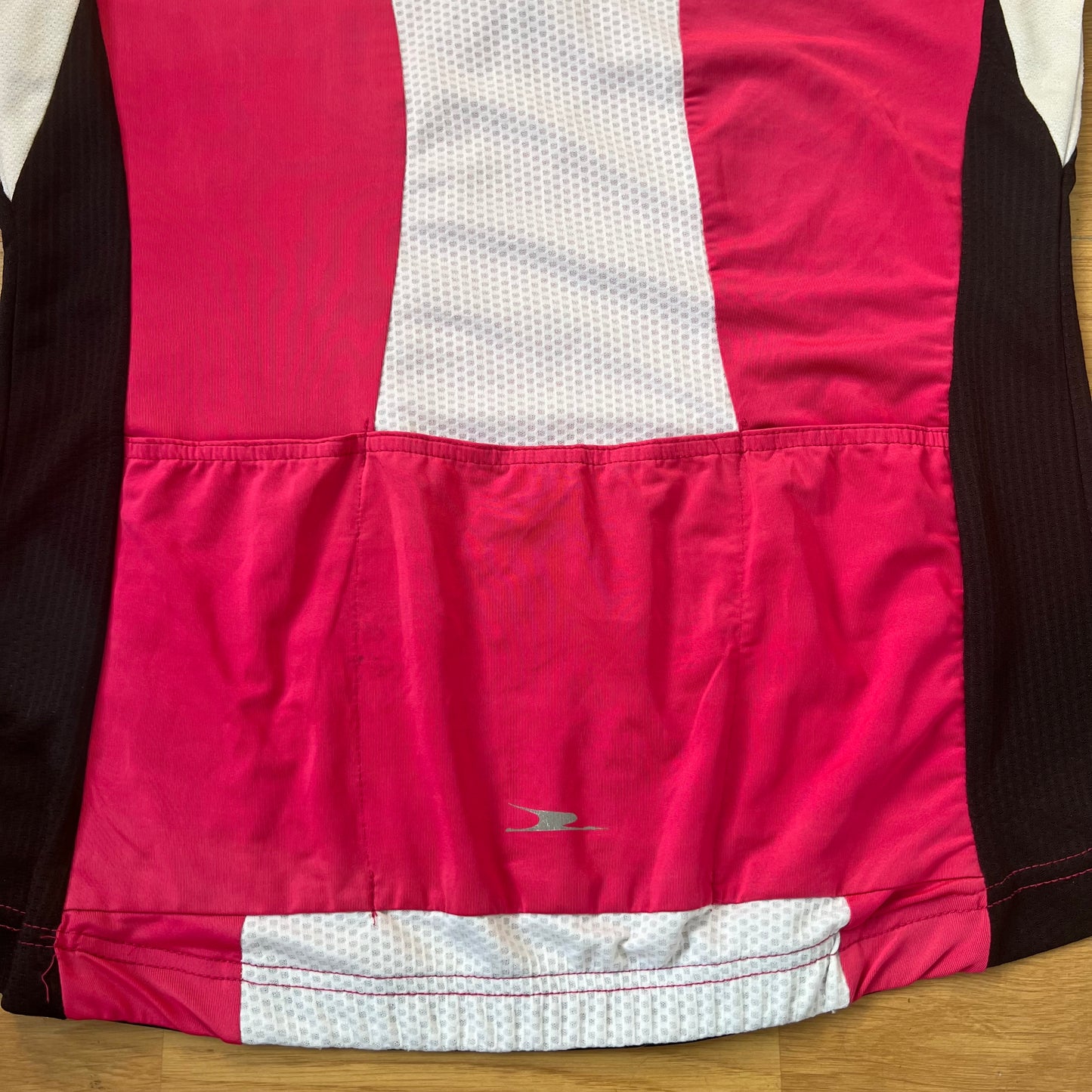T-shirt de vélo rose, blanc et noir avec demi-zip - Taille 40