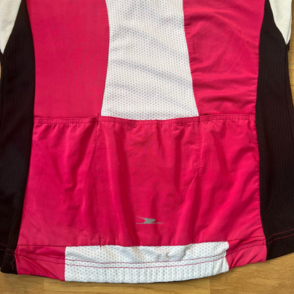 T-shirt de vélo rose, blanc et noir avec demi-zip - Taille 40