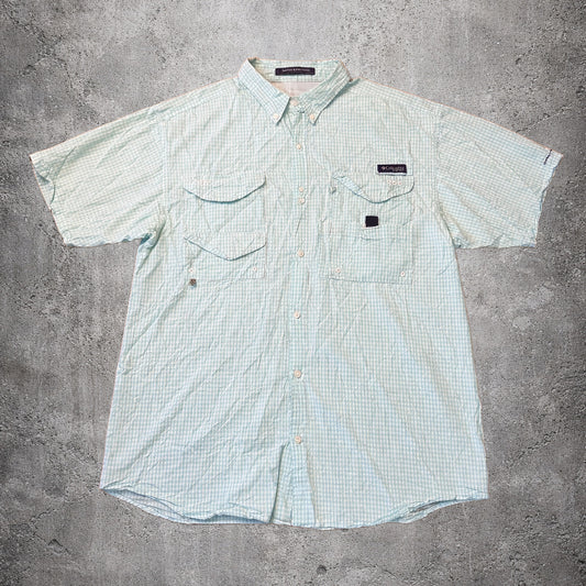 Chemise manches courtes à carreaux bleu et blanc - Columbia - Taille L