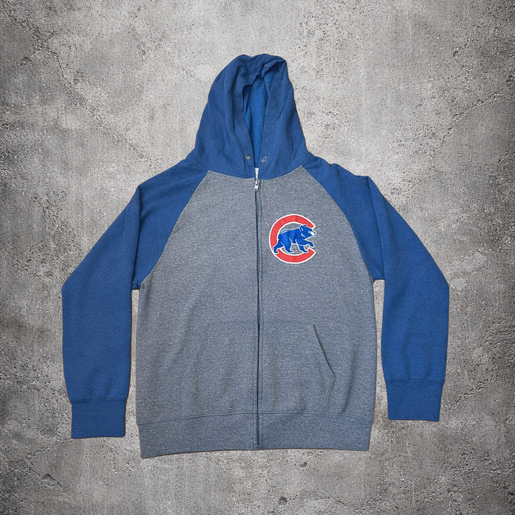 Sweat zippé à capuche gris et bleu - Taille M