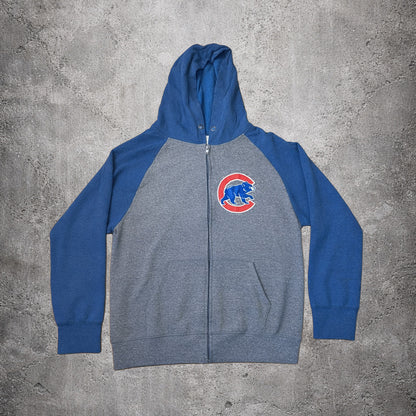 Sweat zippé à capuche gris et bleu - Taille M