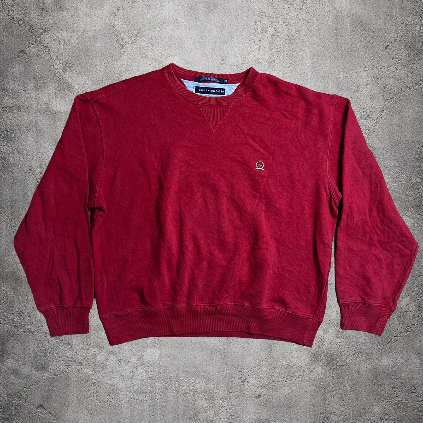 Sweat rouge Tommy Hilfiger sans capuche – Taille M