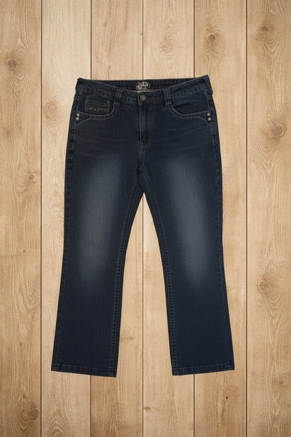 Jean bleu avec surpiqûres décoratives – by Béatrice