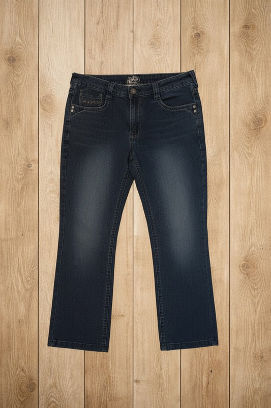 Jean bleu avec surpiqûres décoratives – by Béatrice