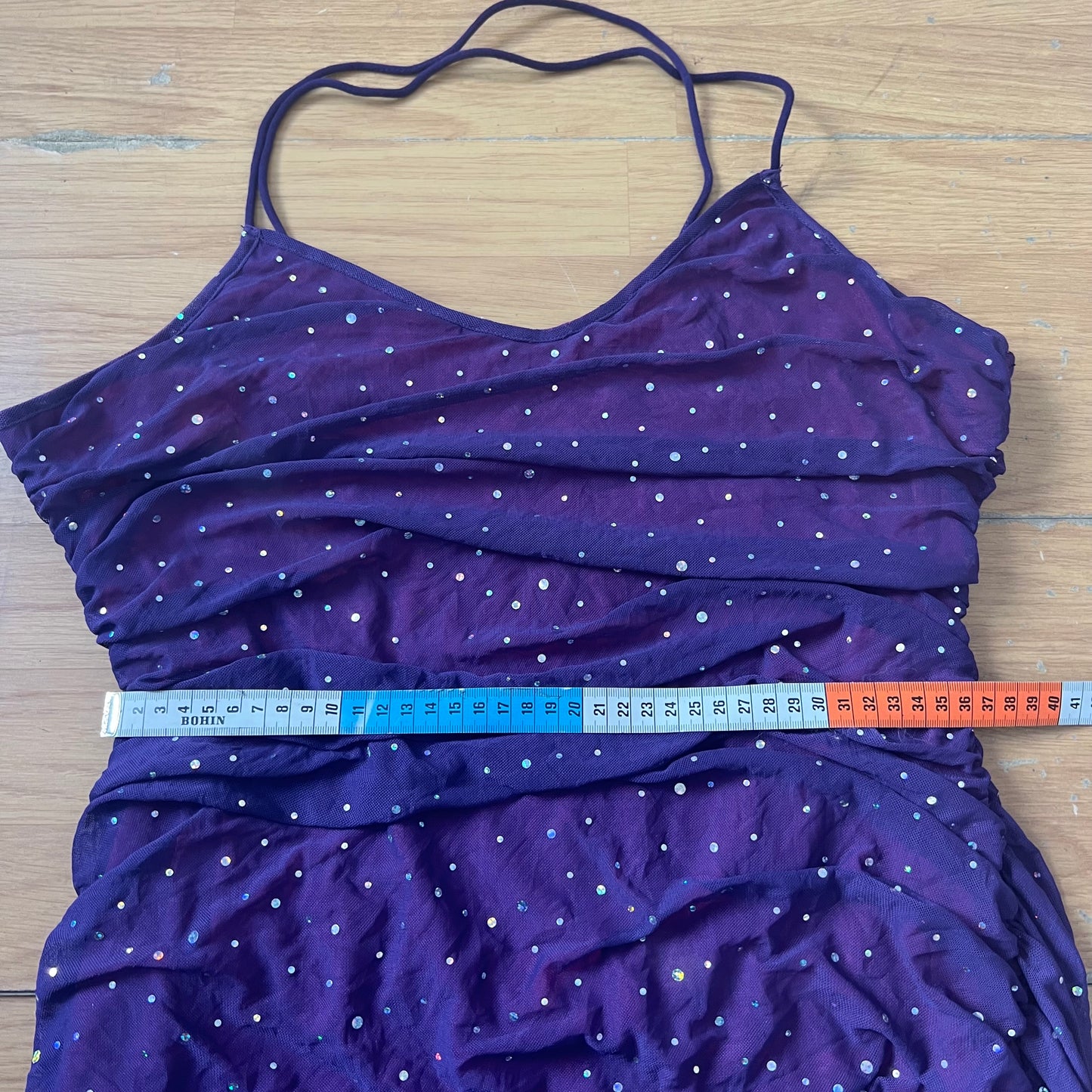 Robe de soirée violette et rose à paillettes avec bretelles croisées - Taille M/L by SARLOTTE