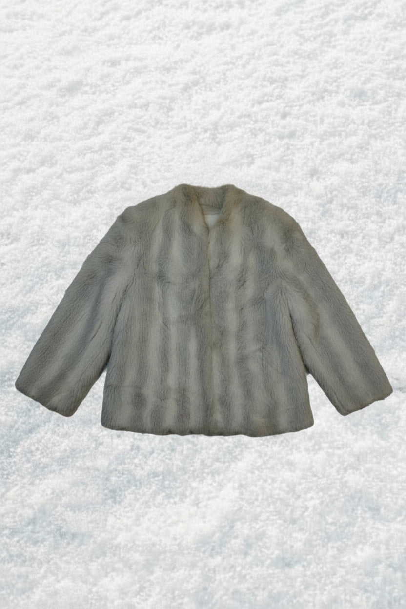 Frosted Stripes Faux Fur Jacket – by MANDY CHERIE