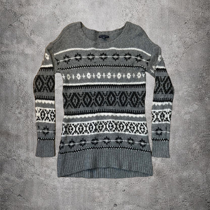 Pull gris motif noir et blanc - American Eagle Outfitters - Taille XS