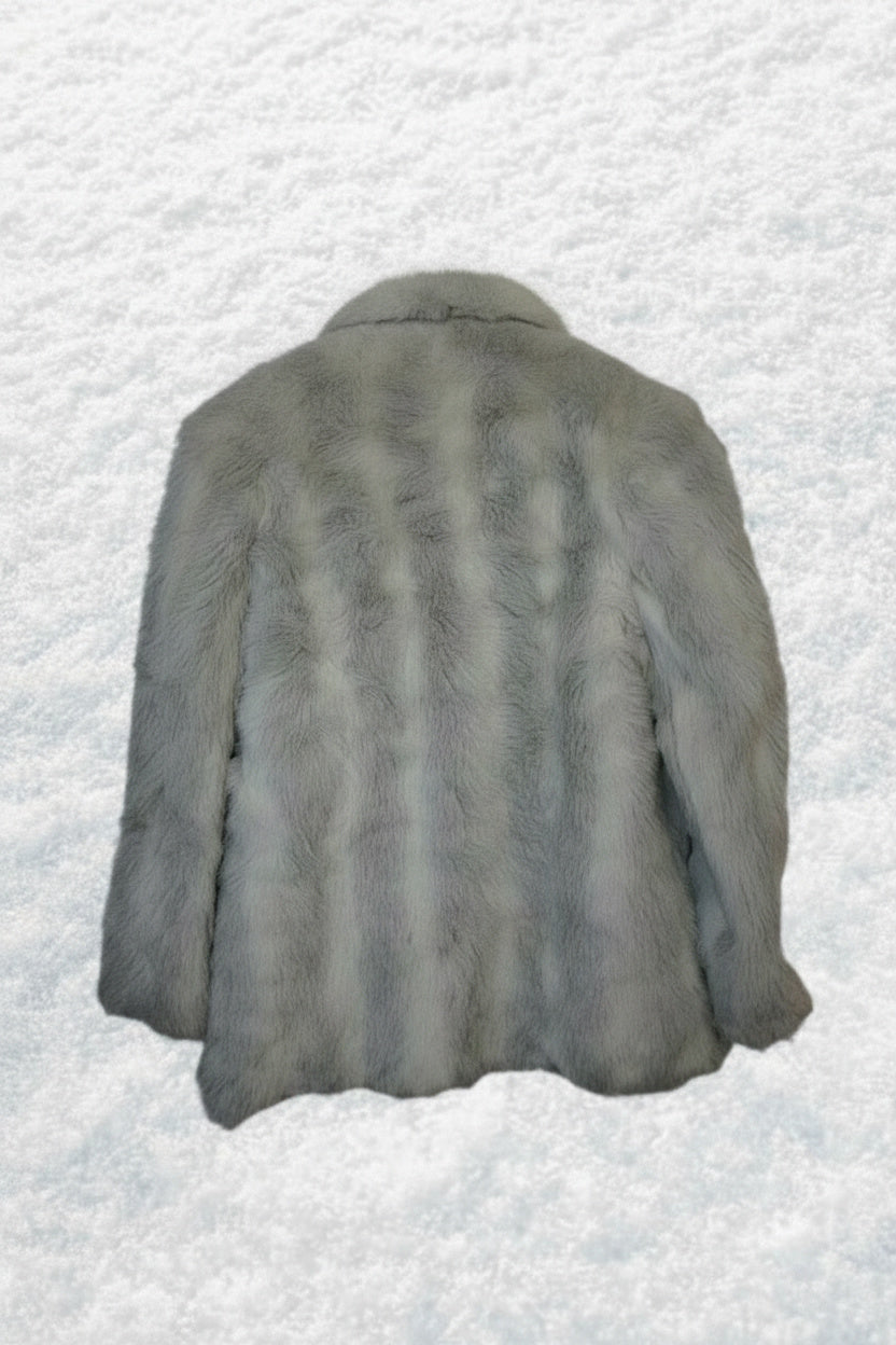Frosted Stripes Faux Fur Jacket – by MANDY CHERIE