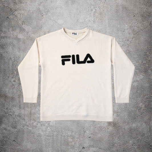Pull blanc col V - Fila - Taille L
