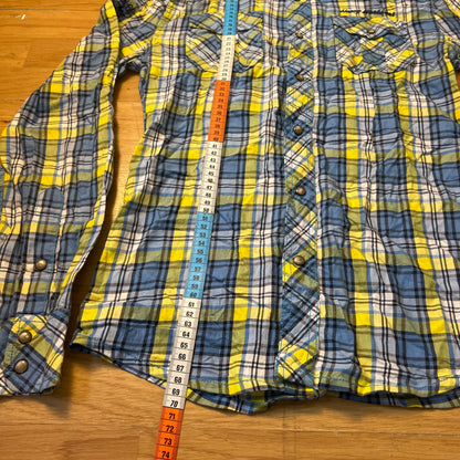 Chemise manches longues jaune et bleu tartan - John Devin - Taille XS