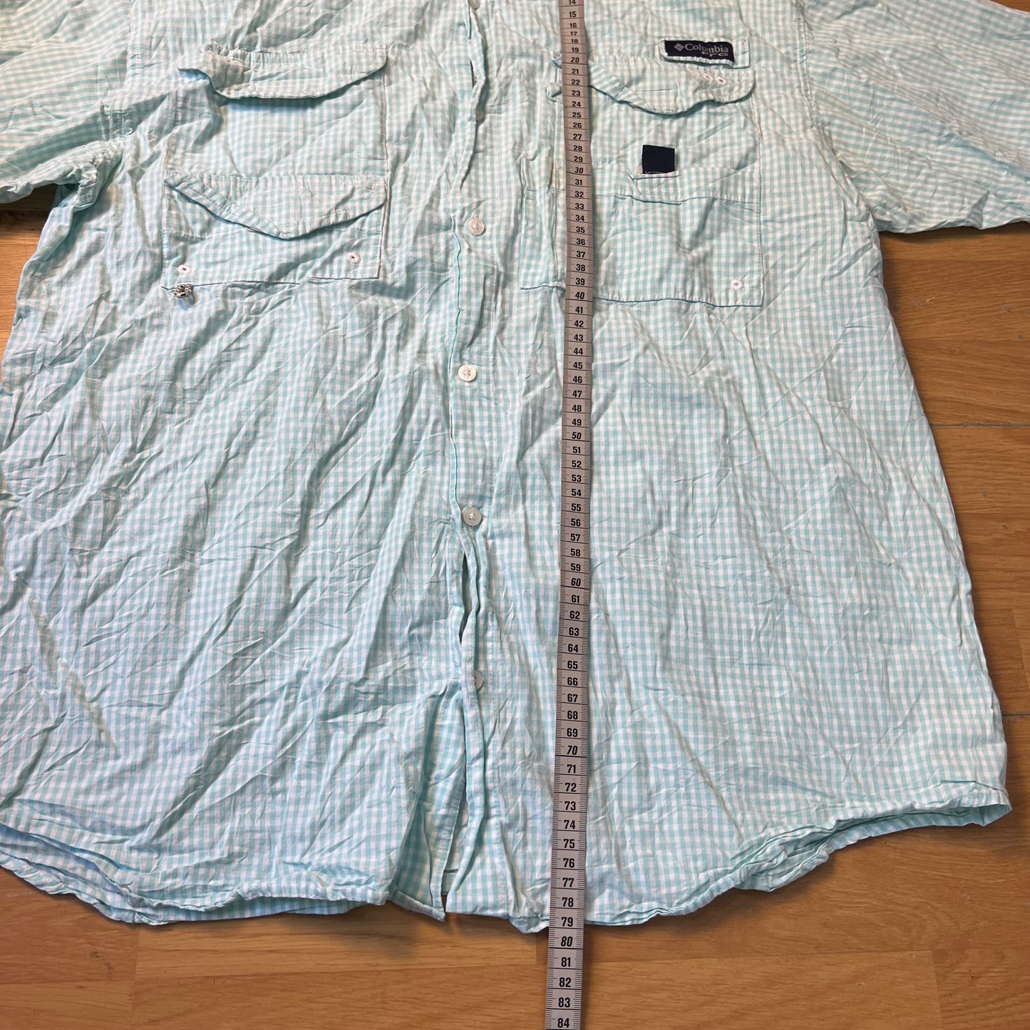 Chemise manches courtes à carreaux bleu et blanc - Columbia - Taille L