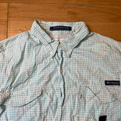 Chemise manches courtes à carreaux bleu et blanc - Columbia - Taille L