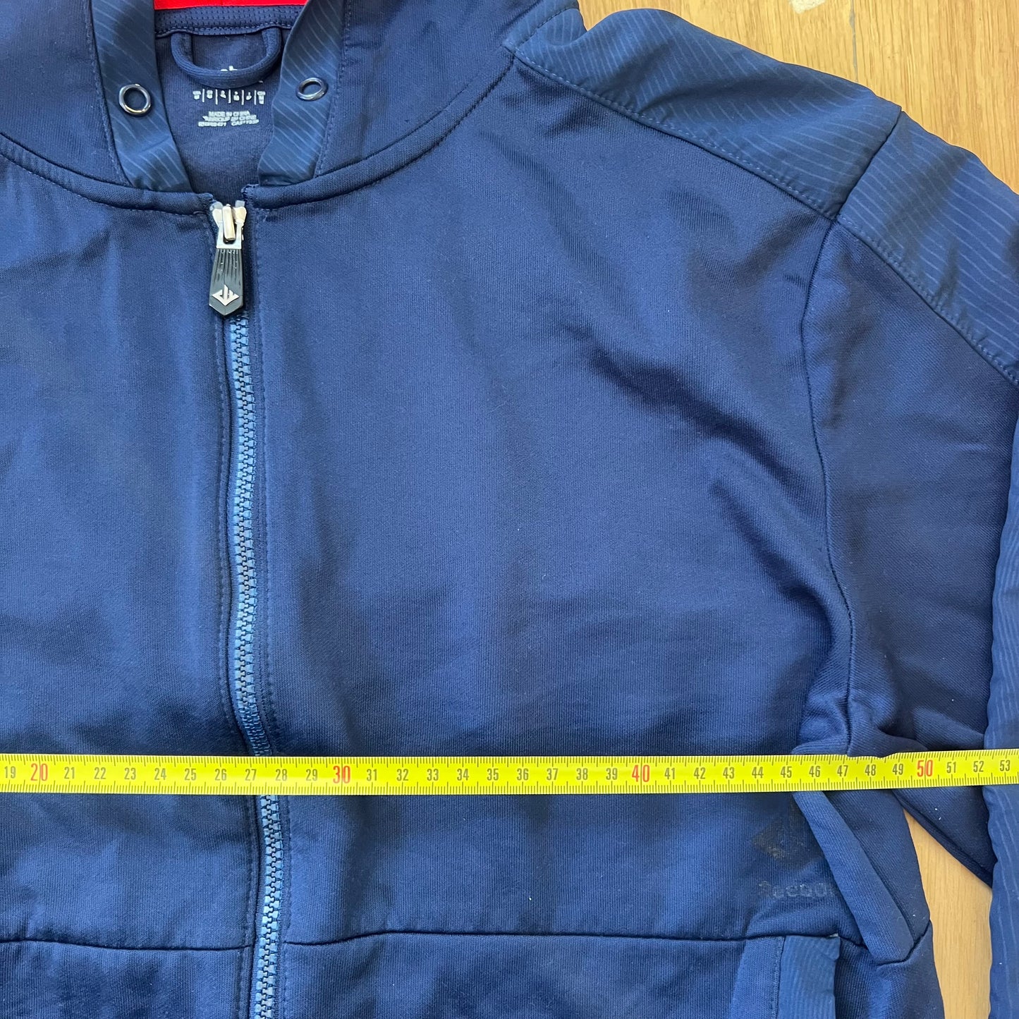 Sweat zippé bleu avec capuche rouge - Reebok - Taille M