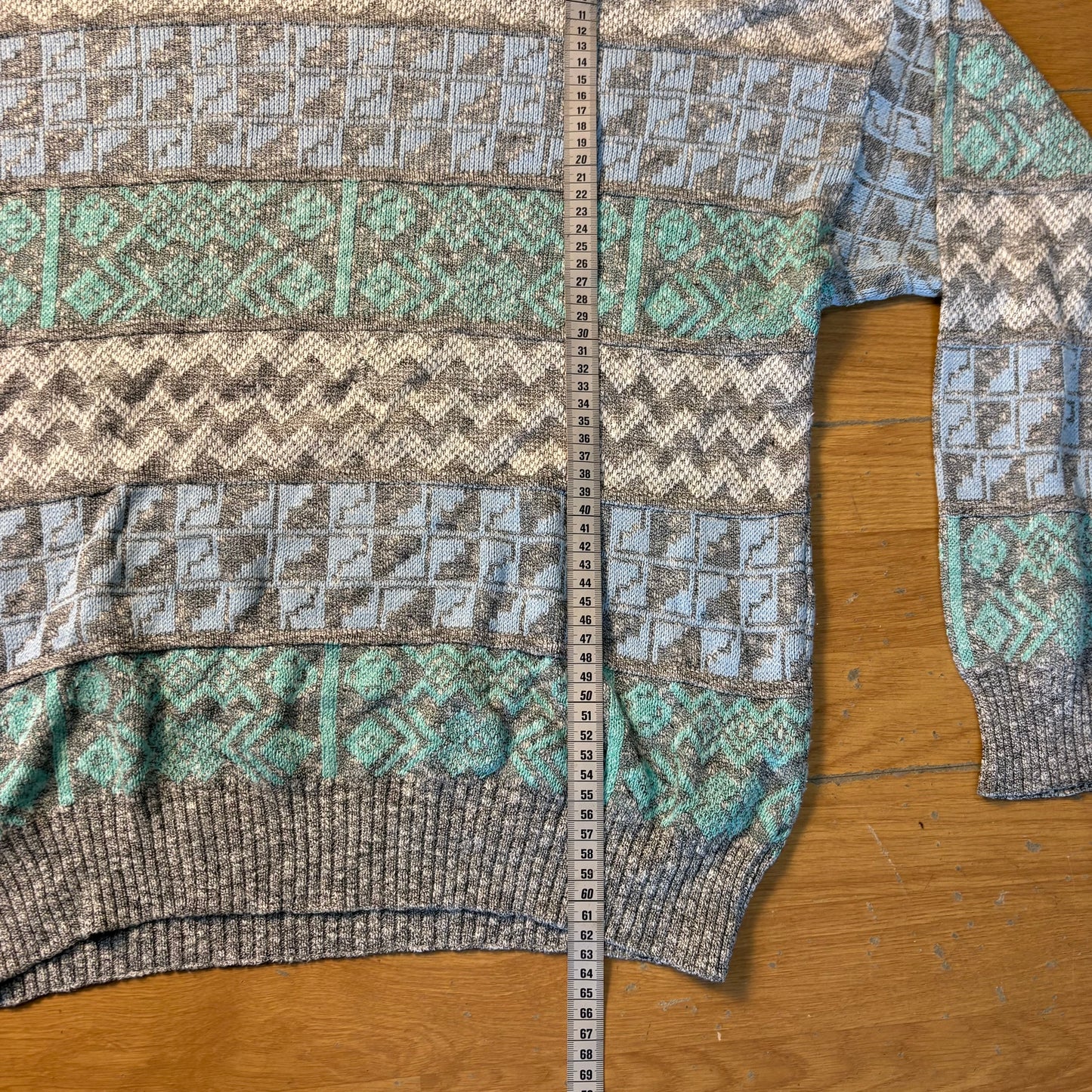Pull en maille gris et vert - Schiesser - Taille 52