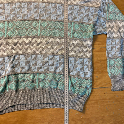 Pull en maille gris et vert - Schiesser - Taille 52