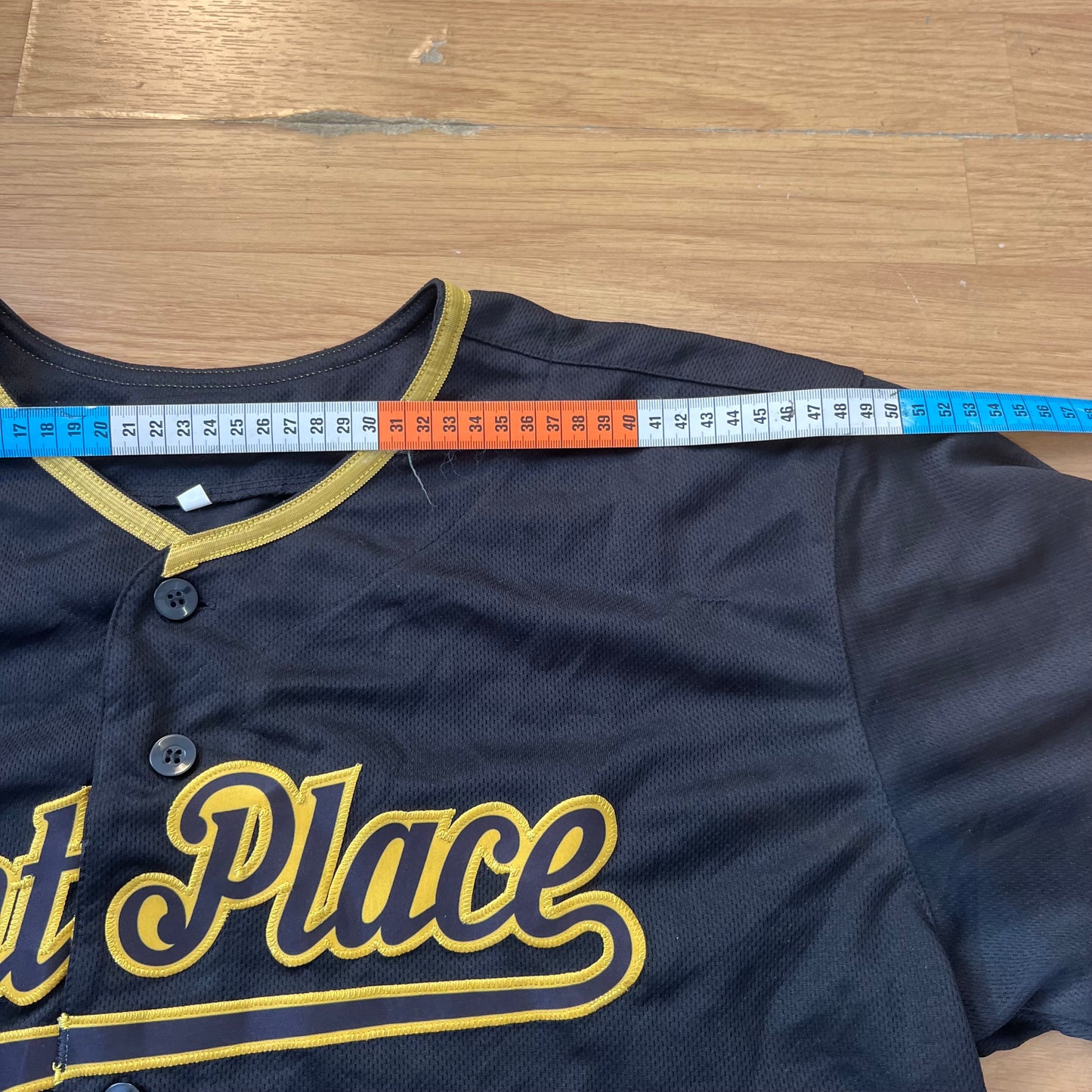 T-shirt baseball noir et or - Point Place - Taille L