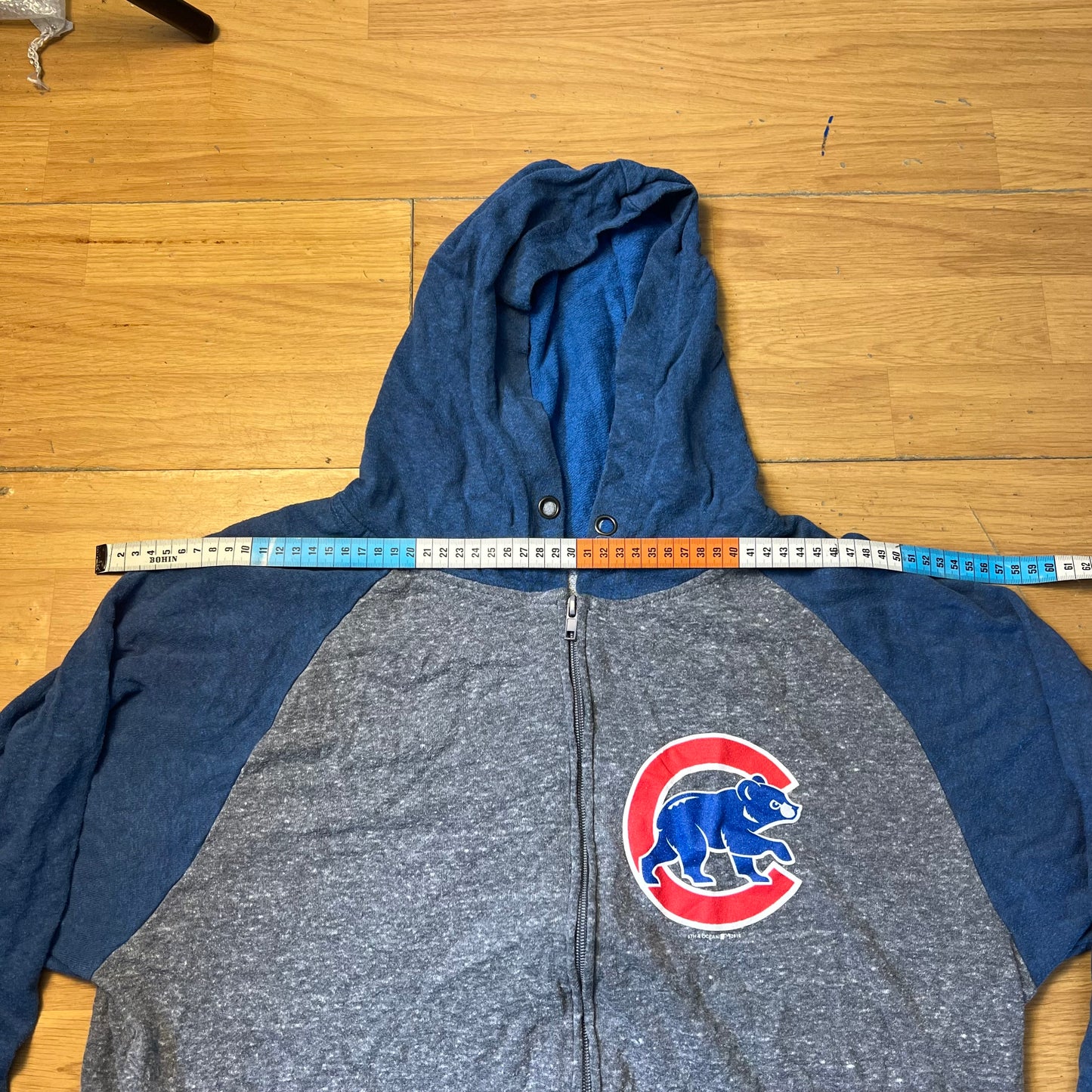 Sweat zippé à capuche gris et bleu - Taille M