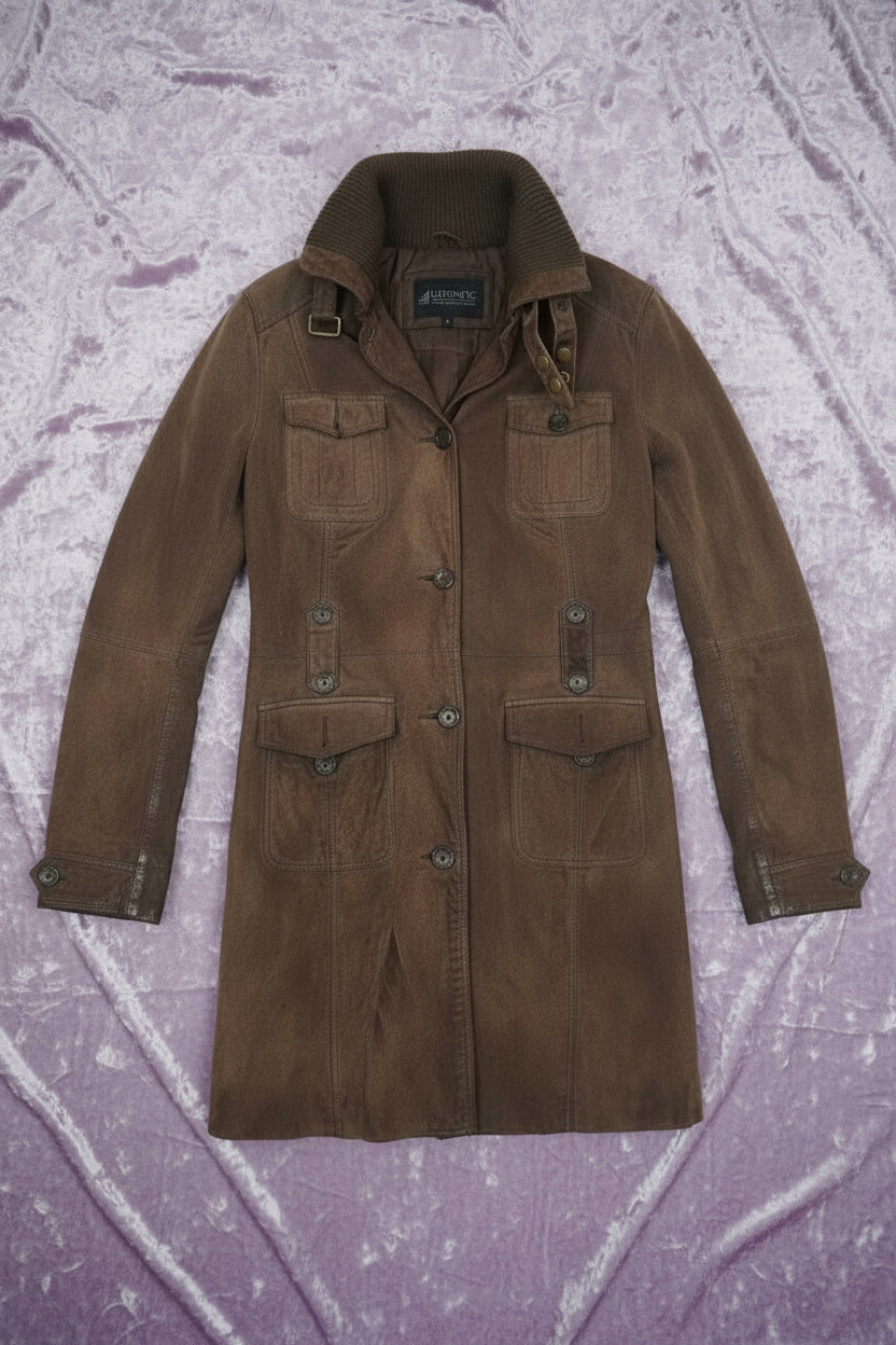 Manteau Long En Cuir - by SASSCARELLA - Taille : 36